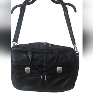 Samsonite Vintage Black Leather Computer  Bag